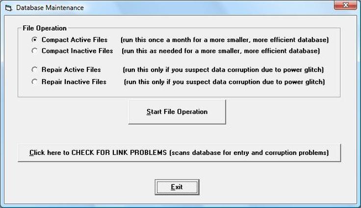 Tenant File Database Maintenance Image