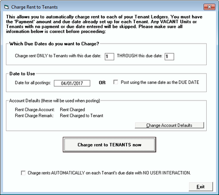 Tenant File Rent Charge Feature