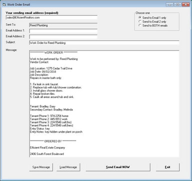 Work Order Email